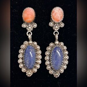 Vintage native Navajo sterling stamped and signed post back earrings.